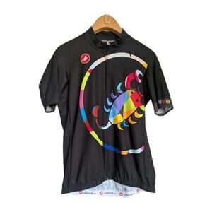 Vtg Castelli Big Scorpion Cycling Bike Jersey Mens XL Black Retro Race Cut